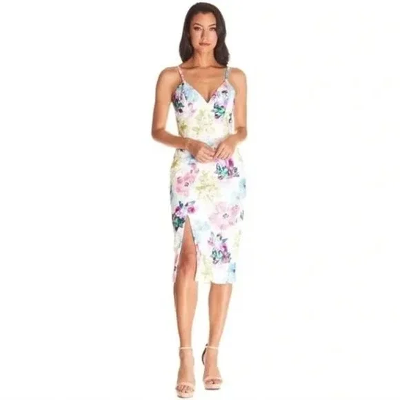 chinese dress ladies Joelle Front Tie Midi Dress Gresia Tropical  Sugarlips